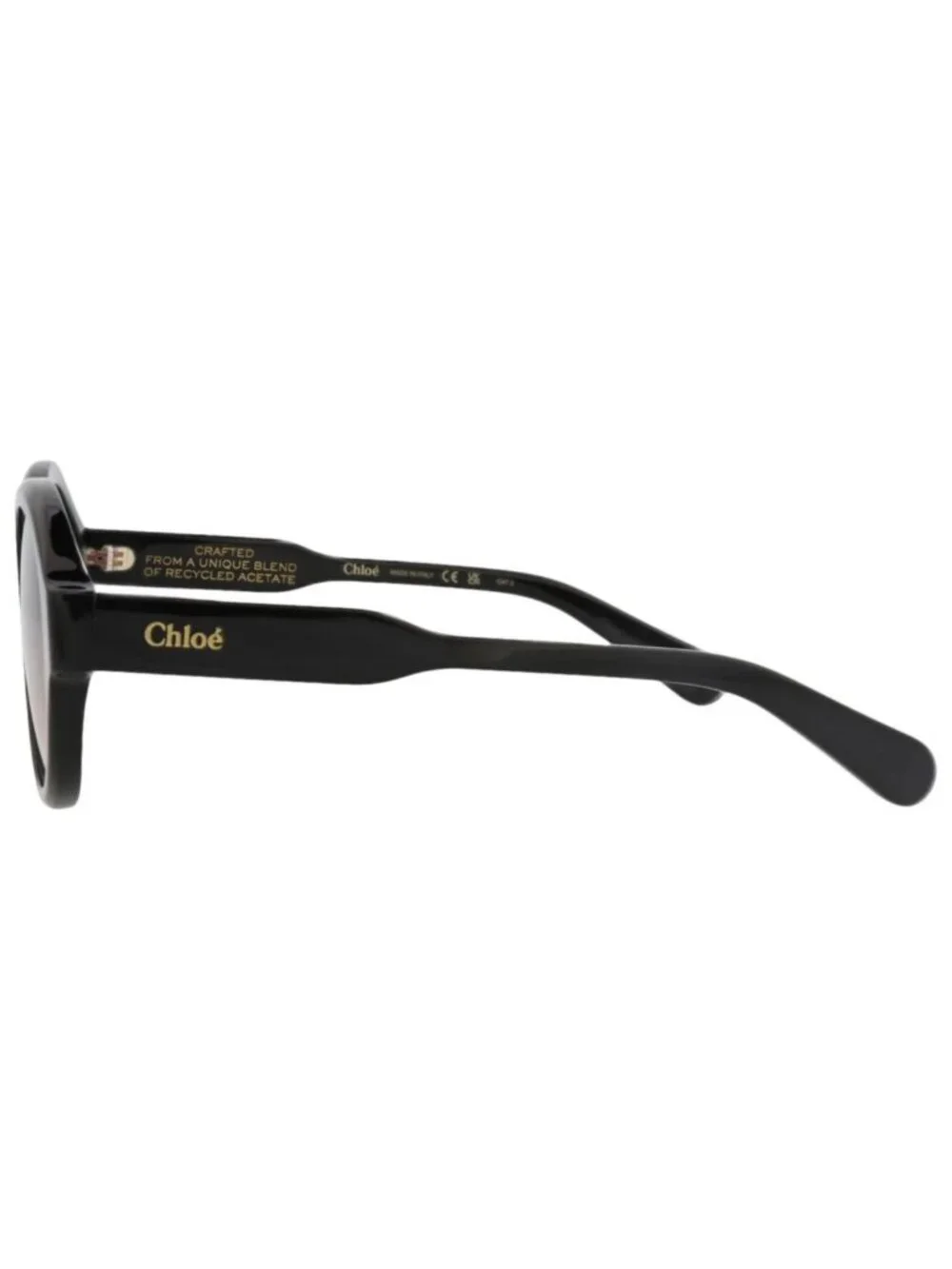 New Chloé Women's Sunglasses Round Oval Recycled Acetate Frame Black Black Red
